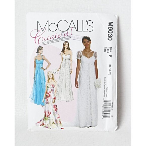 McCalls M6030 Pattern Titanic Bridal Wedding Formal Evening Dress Gown Size 16 1 - Picture 1 of 5